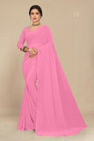 georgette weightless baby pink saree with grain texture