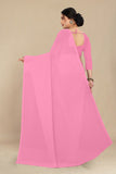 georgette weightless baby pink saree with grain texture