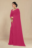 georgette weightless pink saree with grain texture