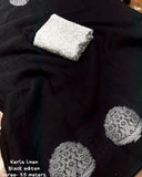 Linen Silver zari saree with heavy Brouch Design