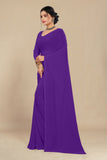 georgette weightless dark lavender saree with grain texture