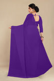 georgette weightless dark lavender saree with grain texture
