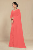 georgette weightless light peach saree with grain texture