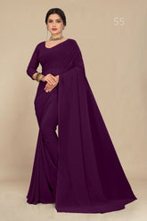 georgette weightless dark wine saree with grain texture