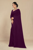 georgette weightless dark wine saree with grain texture