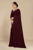 georgette weightless dark chocolate saree with grain texture
