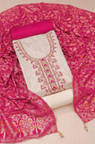 Pink Chanderi Handwork Unstitched Salwar Suit With heavy Jacquard Dupatta