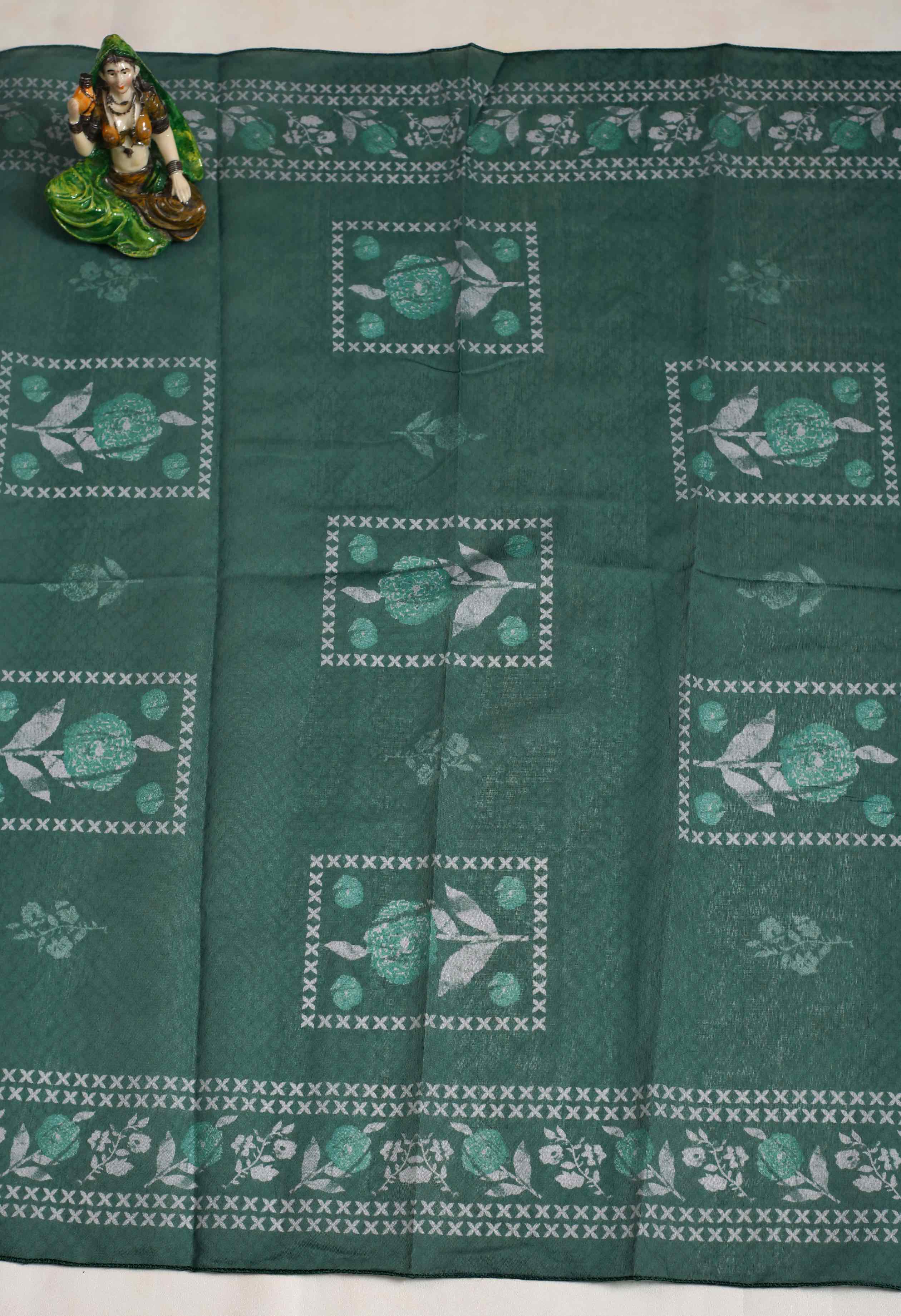 Bottle Green Modal Embroidery Unstitched Salwar Suit With Chanderi Dupatta