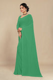 georgette weightless mint green saree with grain texture