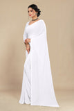 georgette weightless white saree with grain texture