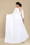 georgette weightless white saree with grain texture