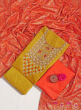 Yellow Modal Unstitched Salwar Suit With Chanderi Jacquard Dupatta