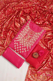 Pink Modal Unstitched Salwar Suit With Chanderi Jacquard Dupatta