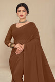 georgette weightless Mustard saree with grain texture