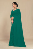 georgette weightless sea green saree with grain texture