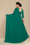 georgette weightless sea green saree with grain texture