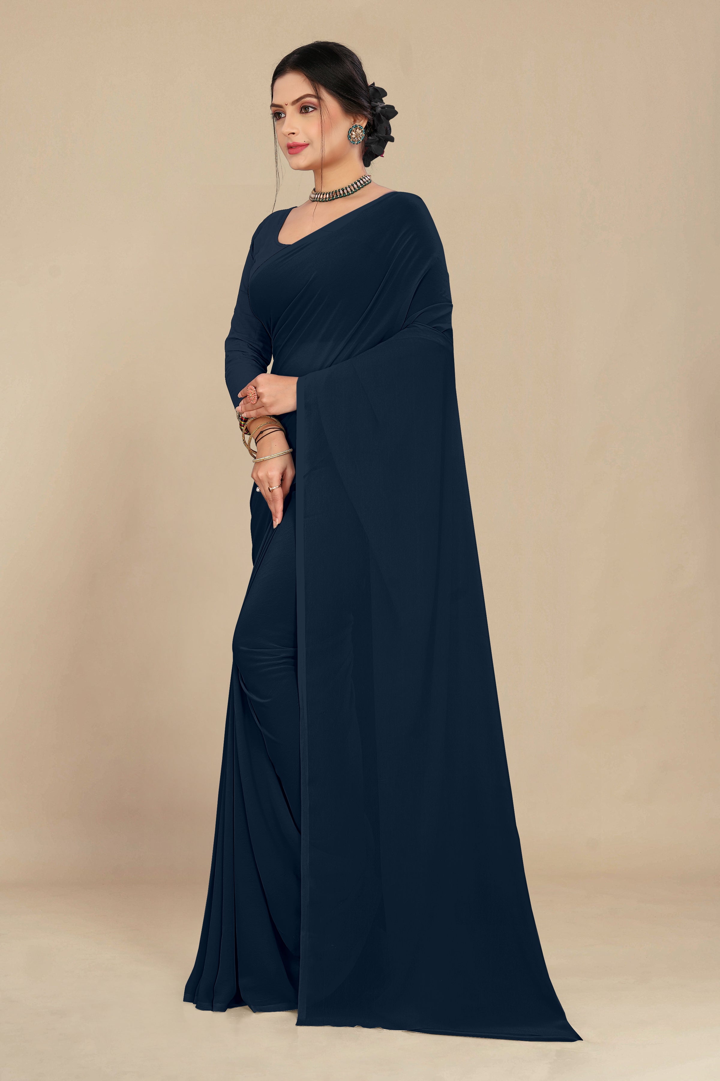 georgette weightless carbon black  saree with grain texture