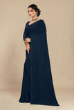 georgette weightless carbon black  saree with grain texture