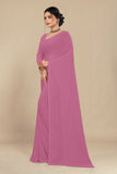 georgette weightless dusty pink saree with grain texture