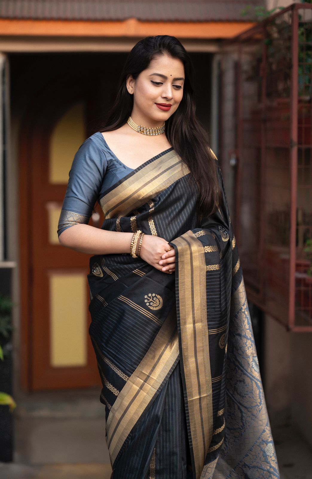 Soft Silk Zari Woven Strip Saree