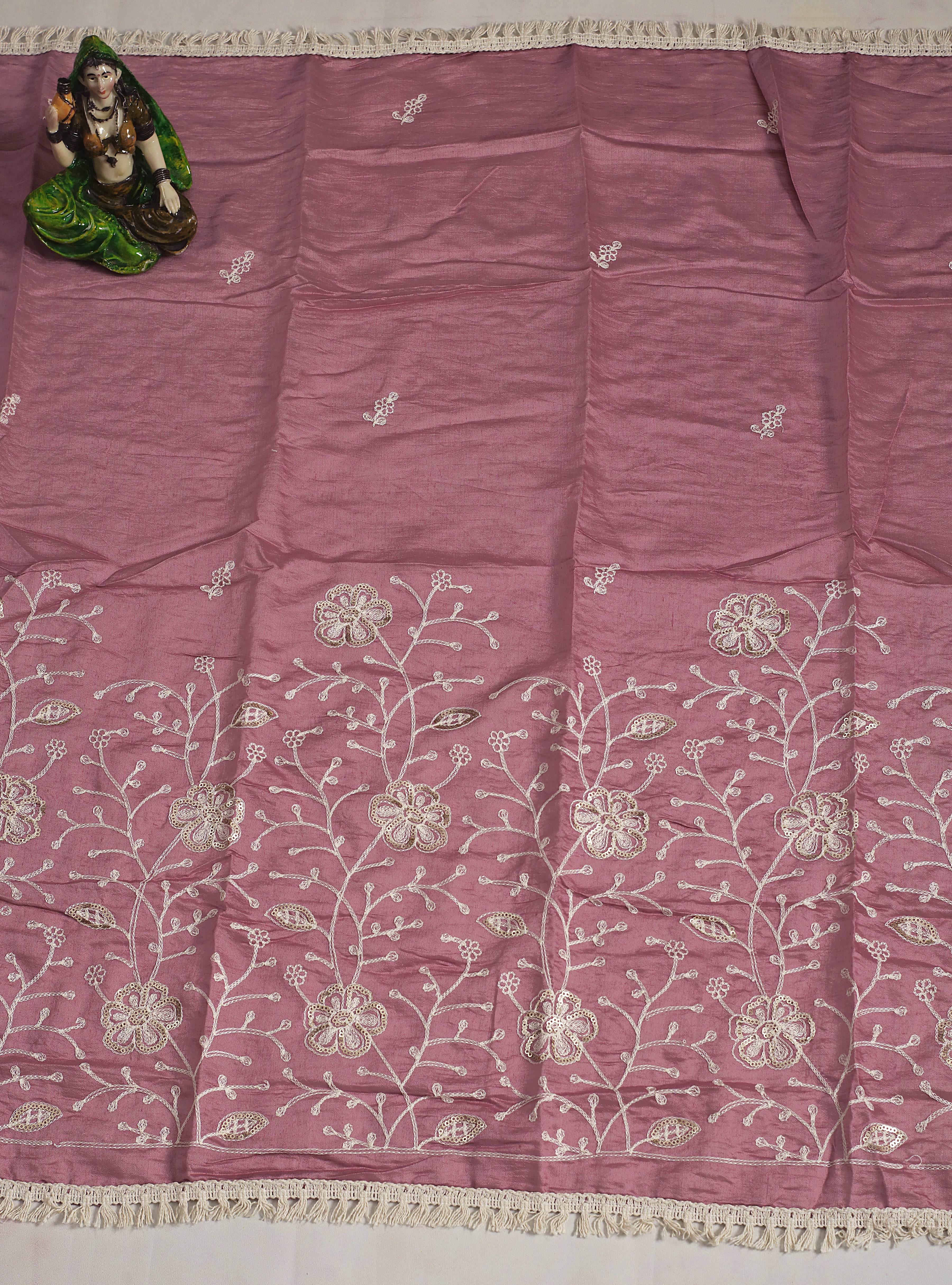 Dusty Pink Modal Butti Unstitched Salwar Suit With Chanderi Dupatta