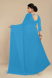 georgette weightless sky blue  saree with grain texture