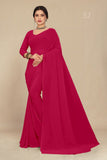 georgette weightless carrot pink saree with grain texture