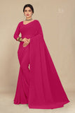 georgette weightless dark pink saree with grain texture