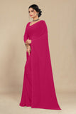 georgette weightless dark pink saree with grain texture