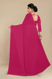 georgette weightless dark pink saree with grain texture