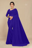 georgette weightless royal blue saree with grain texture