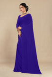 georgette weightless royal blue saree with grain texture