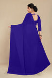 georgette weightless royal blue saree with grain texture