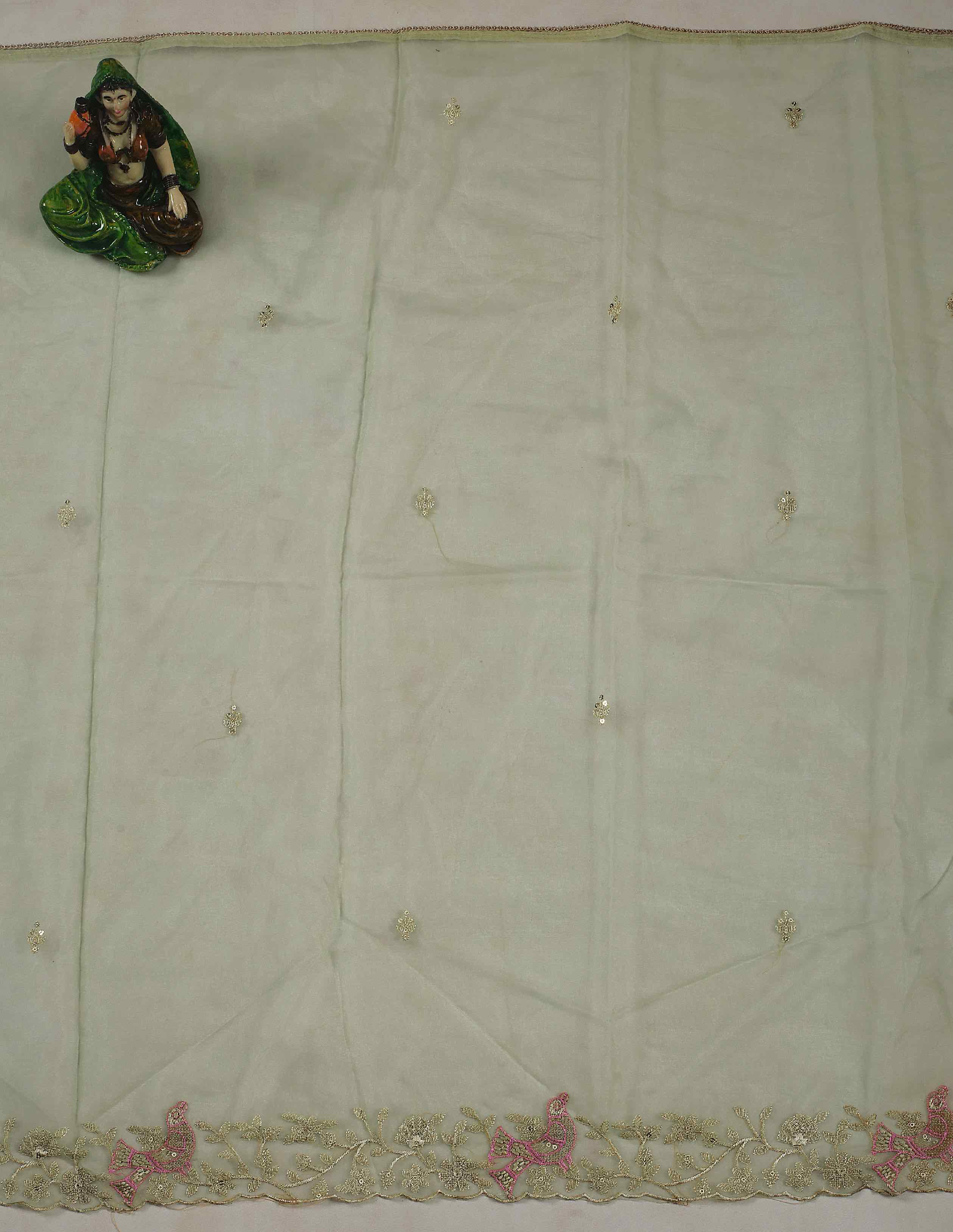 Pastel Green Modal Unstitched Salwar Suit With Organza Work Dupatta