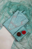 Pastel Blue Modal Unstitched Salwar Suit With Organza Work Dupatta