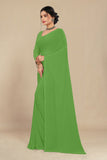 georgette weightless dull green saree with grain texture