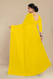 georgette weightless lemon yellow saree with grain texture