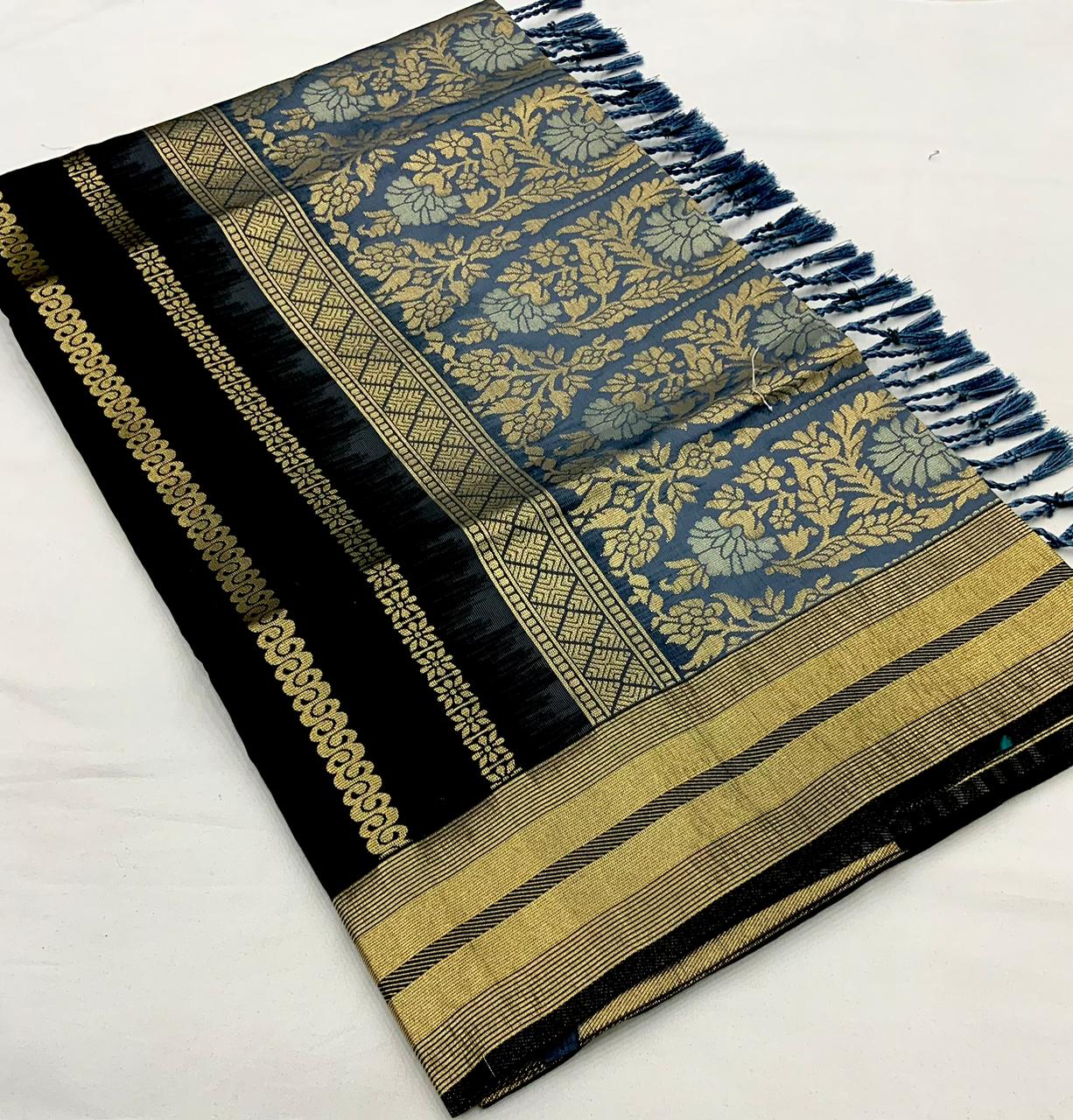 Soft Silk Zari Woven Strip Saree