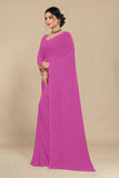 georgette weightless neon pink saree with grain texture