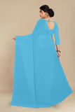 georgette weightless light sky blue saree with grain texture