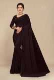 georgette weightless dark coffee saree with grain texture