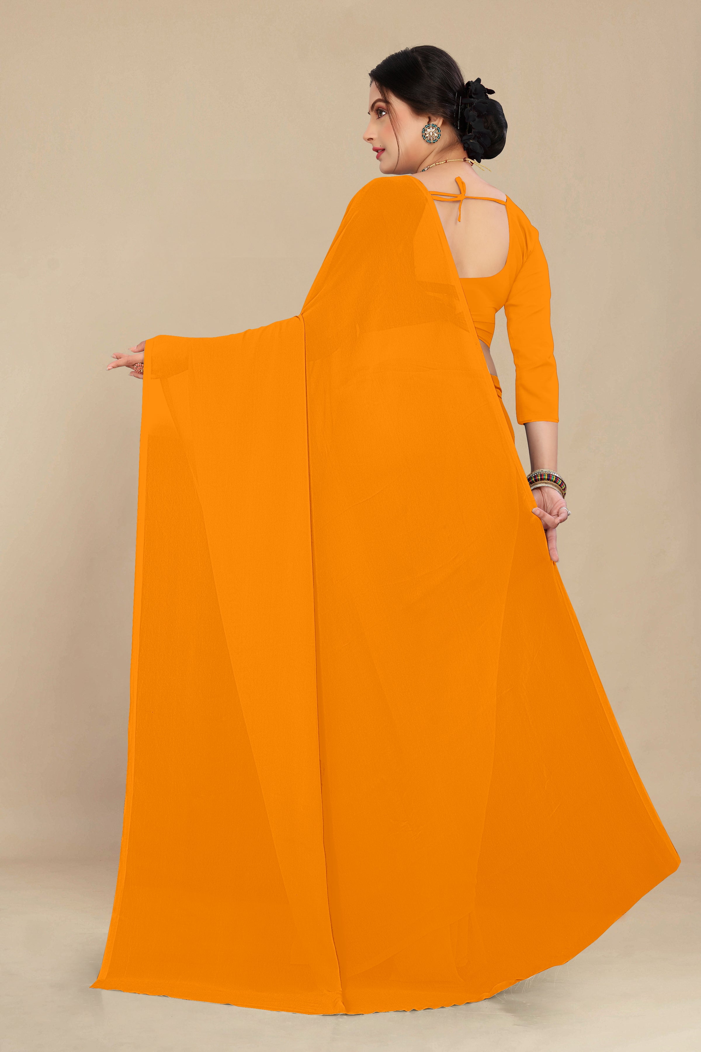 georgette weightless mango saree with grain texture