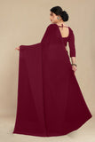 Georgette Weightless Maroon Saree With Grain Texture