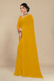 georgette weightless haldi yellow saree with grain texture