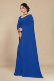 georgette weightless deep blue saree with grain texture