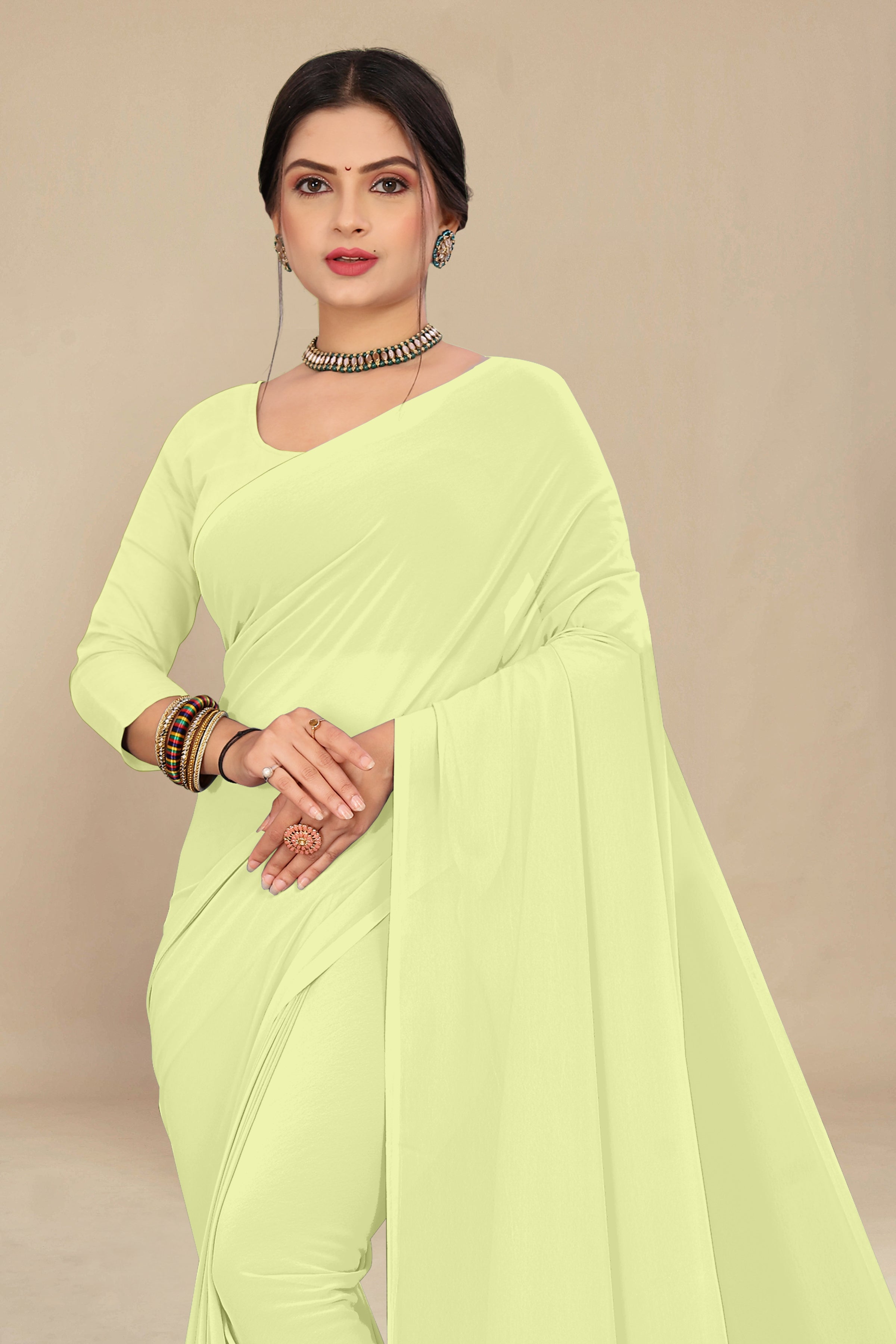 georgette weightless neon saree with grain texture