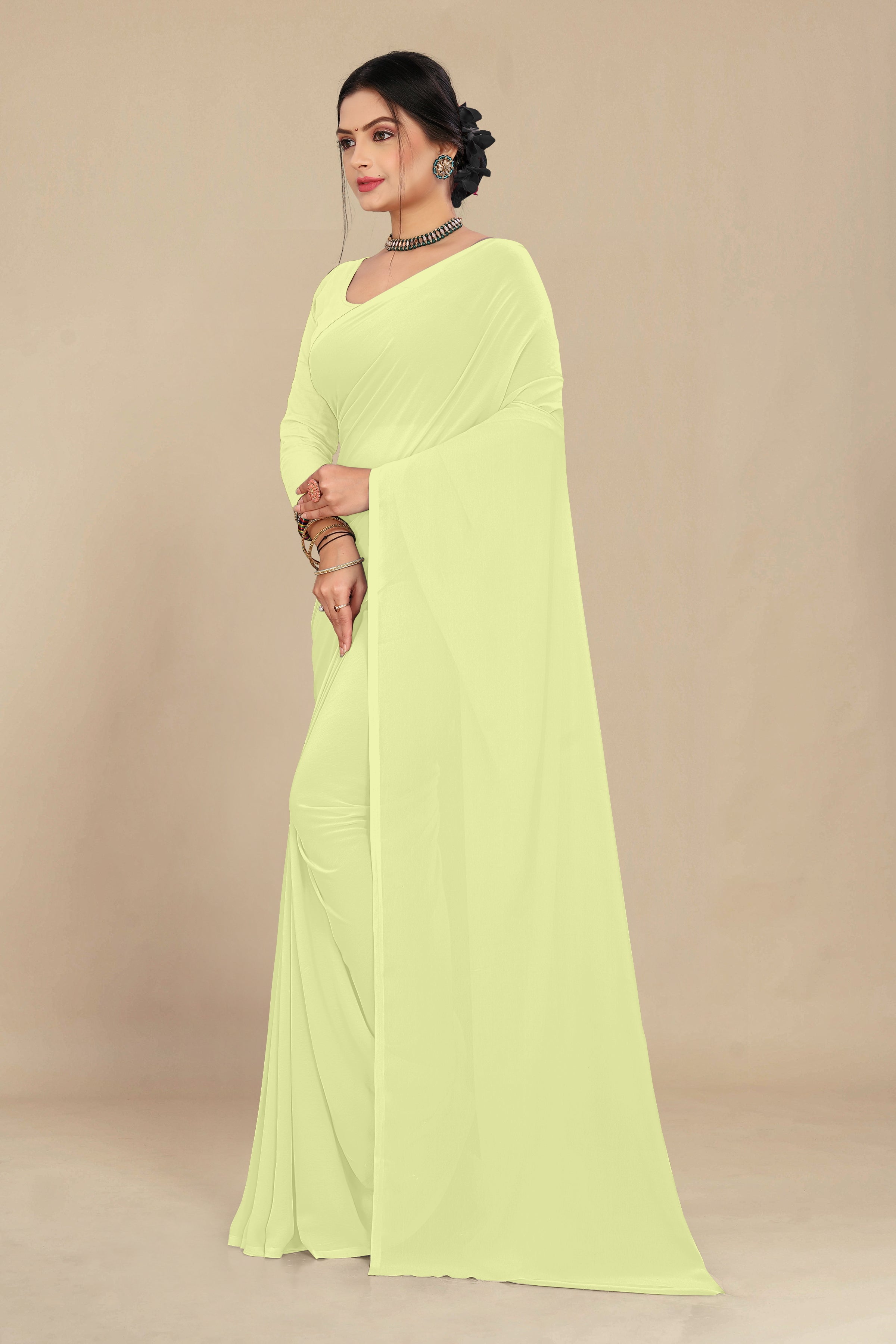 georgette weightless neon saree with grain texture