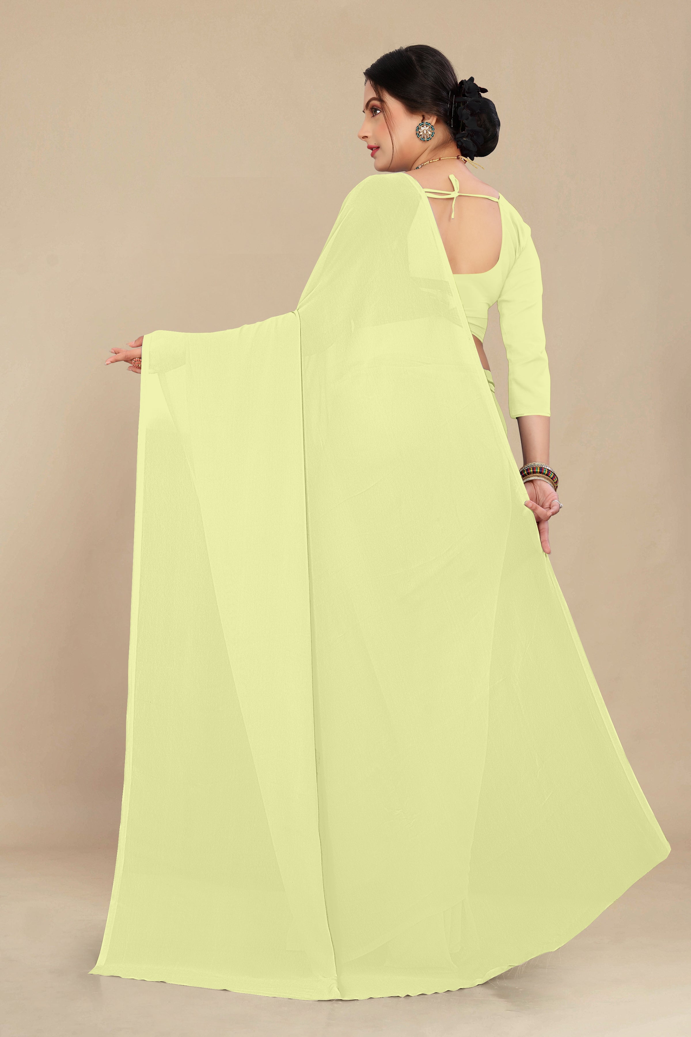 georgette weightless neon saree with grain texture