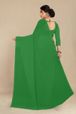 georgette weightless grass green saree with grain texture