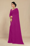 georgette weightless magenta saree with grain texture